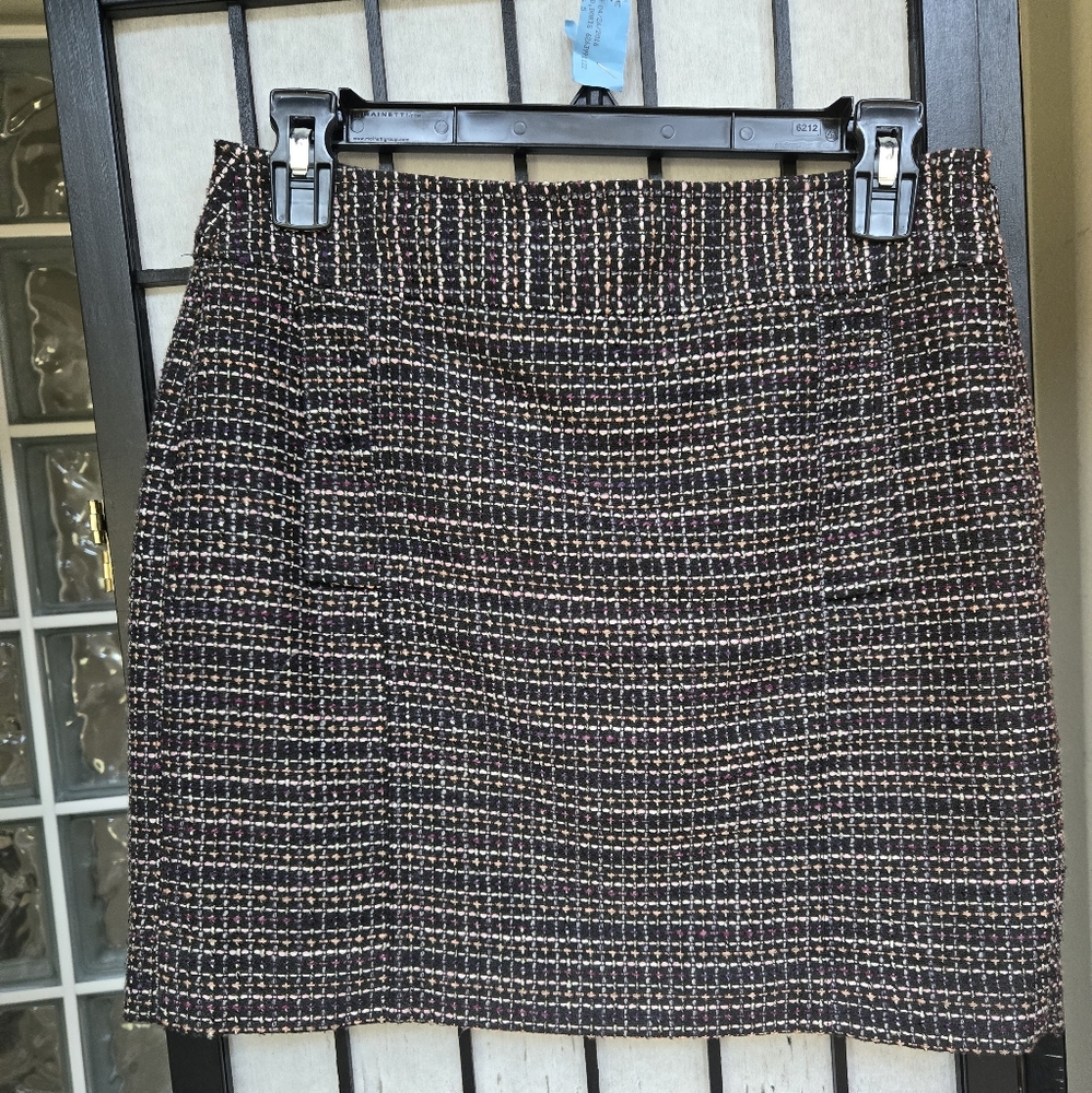 Banana Republic Black Pink Tweed Miniskirt size 2P 2 petite mini skirt